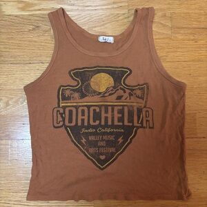 Local Lab Brown Coachella Ribbed Crop Preppy Boho Western Coastal Cowgirl Tank M